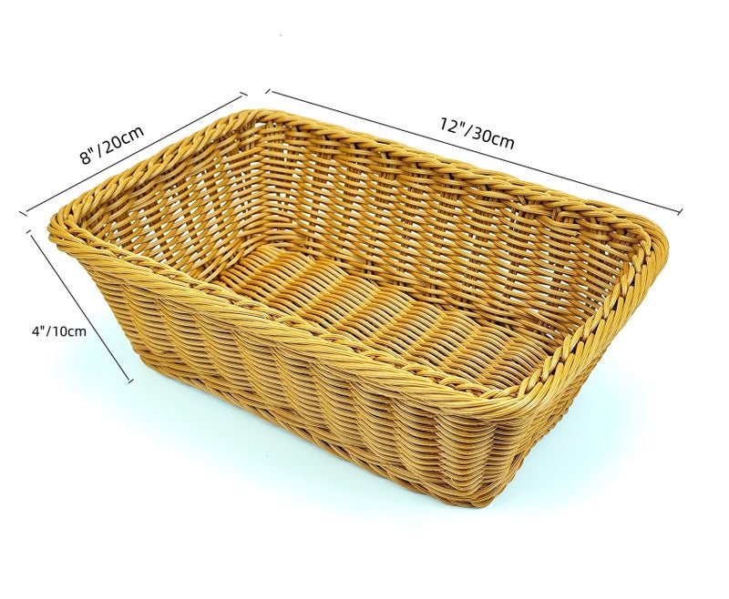Teng Lang 12" Poly Wicker Bread Basket, Hand Woven Food Storage Room Organizer, Fruits, Vegetables and Snacks Tabletop Food Serving Basket, Restaurant, Hotel Service, Brown - Image 5